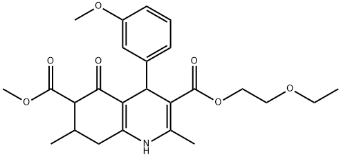 3-(2-ethoxyethyl) 6-methyl 4-(3-methoxyphenyl)-2,7-dimethyl-5-oxo-1,4,5,6,7,8-hexahydroquinoline-3,6-dicarboxylate Struktur