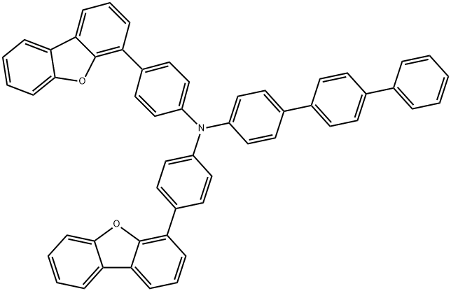 N-(4-(dibenzofuran-4-yl)phenyl)-4-(dibenzofuran-4-yl)-N-(4'-phenyl-biphenyl-4-yl)benzenamine Struktur