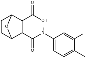 3-((3-fluoro-4-methylphenyl)carbamoyl)-7-oxabicyclo[2.2.1]heptane-2-carboxylic acid Struktur