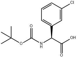 (S)-2 - ((叔丁氧基羰基)氨基)-2-(3-氯苯基)乙酸 結(jié)構(gòu)式