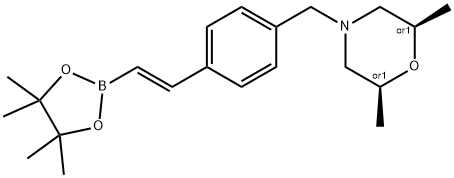 cis-2,6-dimethyl-4-({4-[(E)-2-(tetramethyl-1,3,2-dioxaborolan-2-yl)ethenyl]phenyl}methyl)morpholine Struktur