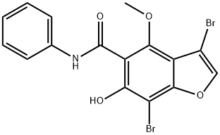 3,7-Dibromo-6-hydroxy-4-methoxy-N-phenylbenzofuran-5-carboxamide Struktur