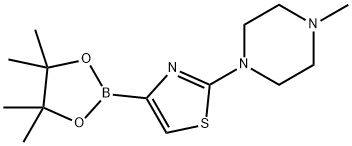 1-methyl-4-(4-(4,4,5,5-tetramethyl-1,3,2-dioxaborolan-2-yl)thiazol-2-yl)piperazine Struktur