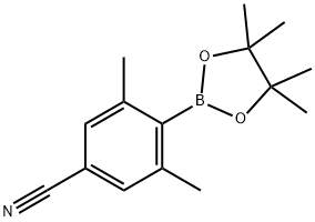 3,5-dimethyl-4-(4,4,5,5-tetramethyl-1,3,2-dioxaborolan-2-yl)benzonitrile Struktur