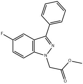 Methyl 2-(5-fluoro-3-phenyl-1H-indazol-1-yl)acetate Struktur