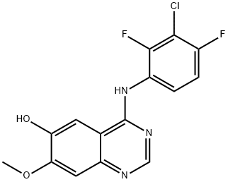 4-((3-chloro-2,4-difluorophenyl)amino)-7-methoxyquinazolin-6-ol Struktur