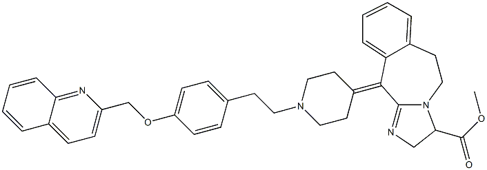 3H-Imidazo[2,1-b][3]benzazepine-3-carboxylicacid,2,5,6,11-tetrahydro-11-[1-[2-[4-(2-quinolinylmethoxy)phenyl]ethyl]-4-piperidinylidene]-,methyl ester
 Struktur