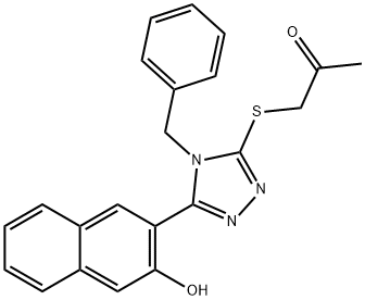 1-((4-benzyl-5-(3-hydroxynaphthalen-2-yl)-4H-1,2,4-triazol-3-yl)thio)propan-2-one Struktur