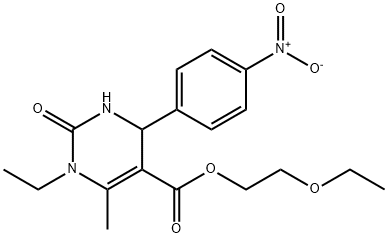 2-ethoxyethyl 1-ethyl-6-methyl-4-(4-nitrophenyl)-2-oxo-1,2,3,4-tetrahydropyrimidine-5-carboxylate Struktur