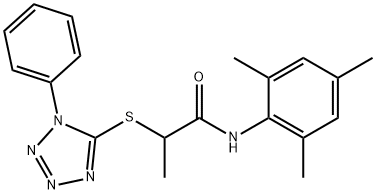 2-[(1-phenyl-1H-tetrazol-5-yl)sulfanyl]-N-(2,4,6-trimethylphenyl)propanamide Struktur