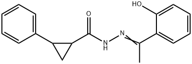 (E)-N'-(1-(2-hydroxyphenyl)ethylidene)-2-phenylcyclopropanecarbohydrazide Struktur