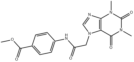 methyl 4-(2-(1,3-dimethyl-2,6-dioxo-2,3-dihydro-1H-purin-7(6H)-yl)acetamido)benzoate Struktur