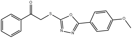 2-{[5-(4-methoxyphenyl)-1,3,4-oxadiazol-2-yl]sulfanyl}-1-phenylethanone Struktur