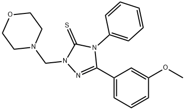 5-(3-methoxyphenyl)-2-(morpholin-4-ylmethyl)-4-phenyl-2,4-dihydro-3H-1,2,4-triazole-3-thione Struktur