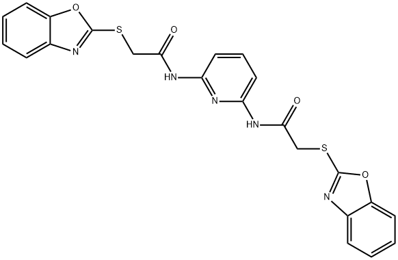 N,N'-pyridine-2,6-diylbis[2-(1,3-benzoxazol-2-ylsulfanyl)acetamide] Struktur