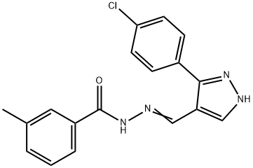 (E)-N'-((3-(4-chlorophenyl)-1H-pyrazol-4-yl)methylene)-3-methylbenzohydrazide Struktur