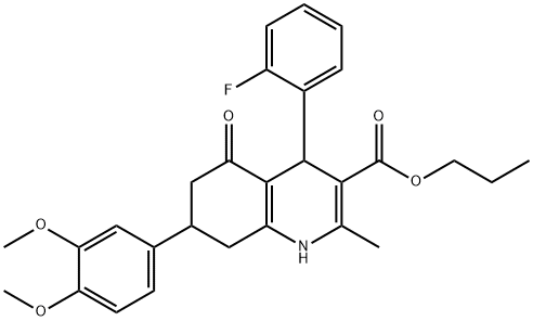 7-(3,4-Dimethoxyphenyl)-4-(2-fluorophenyl)-1,4,5,6,7,8-hexahydro-2-methyl-5-oxo-3-quinolinecarboxylic acid propyl ester Struktur