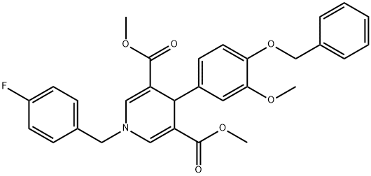 dimethyl 4-(4-(benzyloxy)-3-methoxyphenyl)-1-(4-fluorobenzyl)-1,4-dihydropyridine-3,5-dicarboxylate Struktur