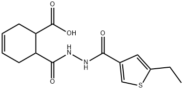 6-(2-(5-ethylthiophene-3-carbonyl)hydrazinecarbonyl)cyclohex-3-enecarboxylic acid Struktur