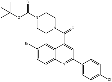 tert-butyl 4-(6-bromo-2-(4-chlorophenyl)quinoline-4-carbonyl)piperazine-1-carboxylate Struktur