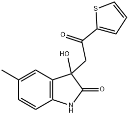 3-hydroxy-5-methyl-3-[2-oxo-2-(thiophen-2-yl)ethyl]-1,3-dihydro-2H-indol-2-one Struktur