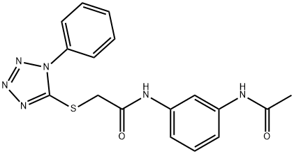 N-[3-(acetylamino)phenyl]-2-[(1-phenyl-1H-tetrazol-5-yl)sulfanyl]acetamide Struktur