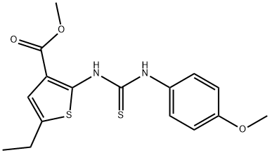 methyl 5-ethyl-2-(3-(4-methoxyphenyl)thioureido)thiophene-3-carboxylate Struktur