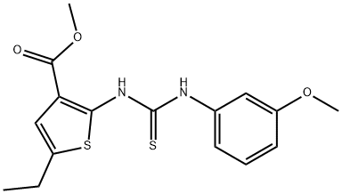 methyl 5-ethyl-2-(3-(3-methoxyphenyl)thioureido)thiophene-3-carboxylate Struktur