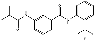 3-[(2-methylpropanoyl)amino]-N-[2-(trifluoromethyl)phenyl]benzamide Struktur