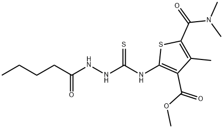 methyl 5-(dimethylcarbamoyl)-4-methyl-2-(2-pentanoylhydrazinecarbothioamido)thiophene-3-carboxylate Struktur