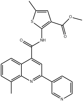 methyl 5-methyl-2-(8-methyl-2-(pyridin-3-yl)quinoline-4-carboxamido)thiophene-3-carboxylate Struktur