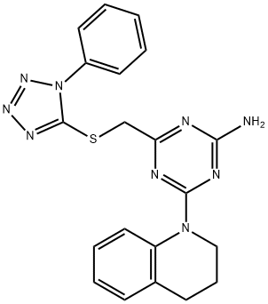 4-(3,4-dihydroquinolin-1(2H)-yl)-6-{[(1-phenyl-1H-tetrazol-5-yl)sulfanyl]methyl}-1,3,5-triazin-2-amine Struktur