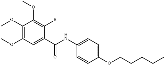 2-bromo-3,4,5-trimethoxy-N-[4-(pentyloxy)phenyl]benzamide Struktur