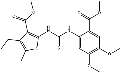 methyl 2-(3-(4,5-dimethoxy-2-(methoxycarbonyl)phenyl)thioureido)-4-ethyl-5-methylthiophene-3-carboxylate Struktur