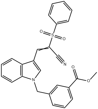 (E)-methyl 3-((3-(2-cyano-2-(phenylsulfonyl)vinyl)-1H-indol-1-yl)methyl)benzoate Struktur