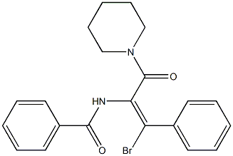 (Z)-N-(1-bromo-3-oxo-1-phenyl-3-(piperidin-1-yl)prop-1-en-2-yl)benzamide Struktur