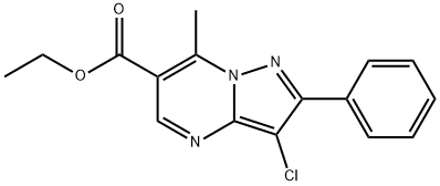 Ethyl 3-chloro-7-methyl-2-phenylpyrazolo[1,5-a]pyrimidine-6-carboxylate Struktur