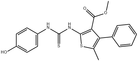 methyl 2-(3-(4-hydroxyphenyl)thioureido)-5-methyl-4-phenylthiophene-3-carboxylate Struktur