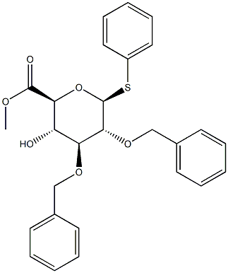 Phenyl 2,3-bis-O-(phenylmethyl)-1-thio-beta-D-glucopyranosiduronic acid methyl ester Struktur