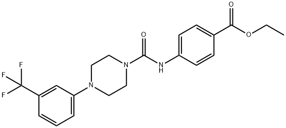 ethyl 4-(4-(3-(trifluoromethyl)phenyl)piperazine-1-carboxamido)benzoate Struktur