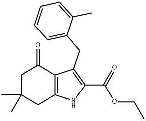 ethyl 6,6-dimethyl-3-(2-methylbenzyl)-4-oxo-4,5,6,7-tetrahydro-1H-indole-2-carboxylate Struktur