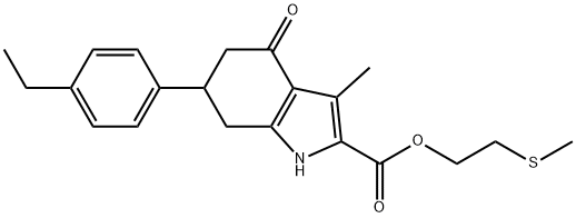 2-(methylthio)ethyl 6-(4-ethylphenyl)-3-methyl-4-oxo-4,5,6,7-tetrahydro-1H-indole-2-carboxylate Struktur