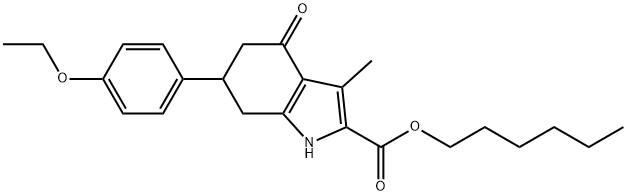 hexyl 6-(4-ethoxyphenyl)-3-methyl-4-oxo-4,5,6,7-tetrahydro-1H-indole-2-carboxylate Struktur