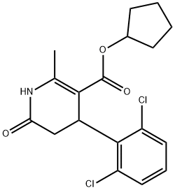 cyclopentyl 4-(2,6-dichlorophenyl)-2-methyl-6-oxo-1,4,5,6-tetrahydropyridine-3-carboxylate Struktur