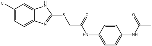 N-[4-(acetylamino)phenyl]-2-[(5-chloro-1H-benzimidazol-2-yl)sulfanyl]acetamide Structure