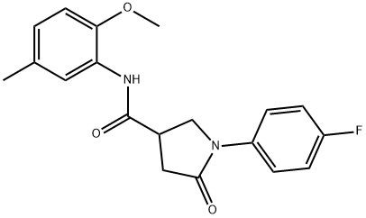 1-(4-fluorophenyl)-N-(2-methoxy-5-methylphenyl)-5-oxopyrrolidine-3-carboxamide Struktur