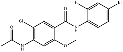 4-(acetylamino)-N-(4-bromo-2-fluorophenyl)-5-chloro-2-methoxybenzamide Struktur