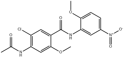 4-(acetylamino)-5-chloro-2-methoxy-N-(2-methoxy-5-nitrophenyl)benzamide Struktur