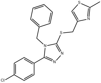 4-benzyl-3-(4-chlorophenyl)-5-{[(2-methyl-1,3-thiazol-4-yl)methyl]sulfanyl}-4H-1,2,4-triazole Struktur