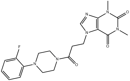 7-{3-[4-(2-fluorophenyl)piperazin-1-yl]-3-oxopropyl}-1,3-dimethyl-3,7-dihydro-1H-purine-2,6-dione Struktur